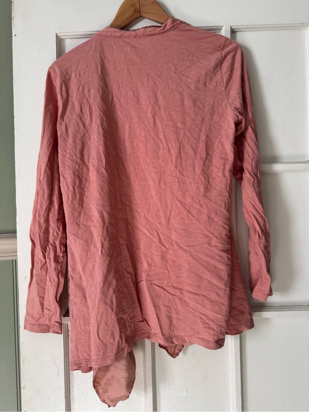 Garnet Hill Dusty Rose Open-Front Lightweight Draped Cardigan - Picture 2 of 5